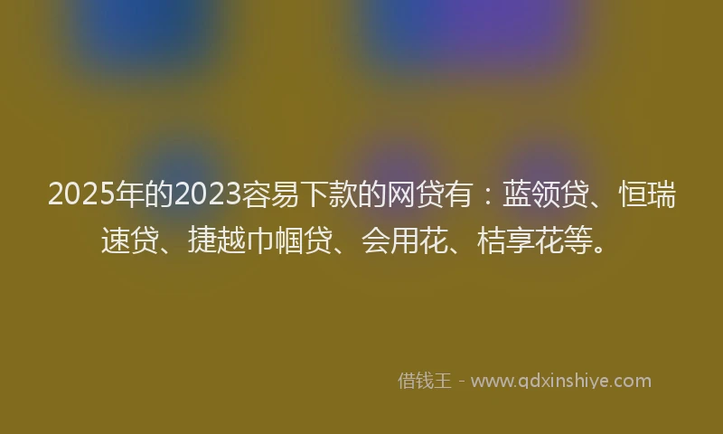 2025年的2023容易下款的网贷有：蓝领贷、恒瑞速贷、捷越巾帼贷、会用花、桔享花等。