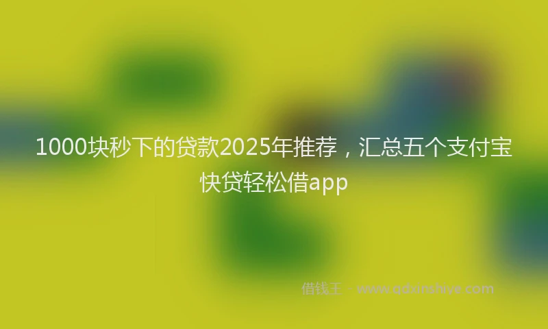 1000块秒下的贷款2025年推荐，汇总五个支付宝快贷轻松借app
