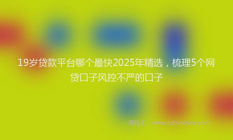 19岁贷款平台哪个最快2025年精选，梳理5个网贷口子风控不严的口子