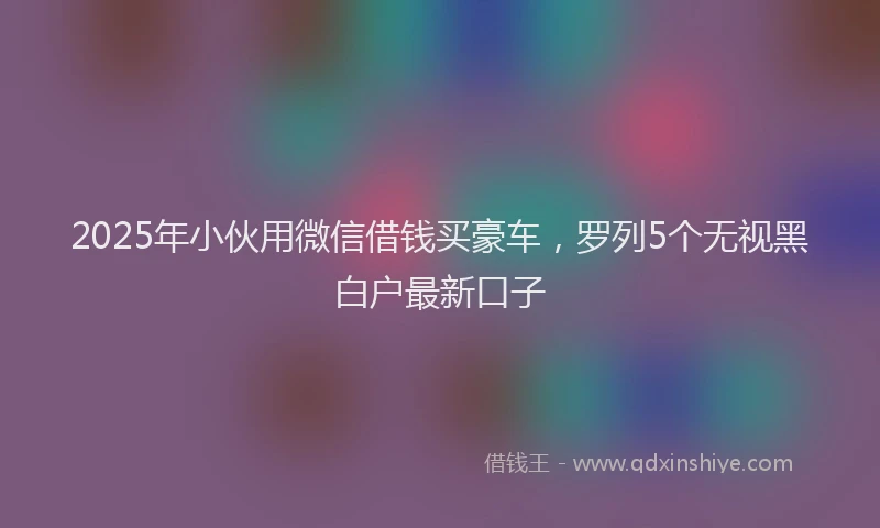 2025年小伙用微信借钱买豪车，罗列5个无视黑白户最新口子
