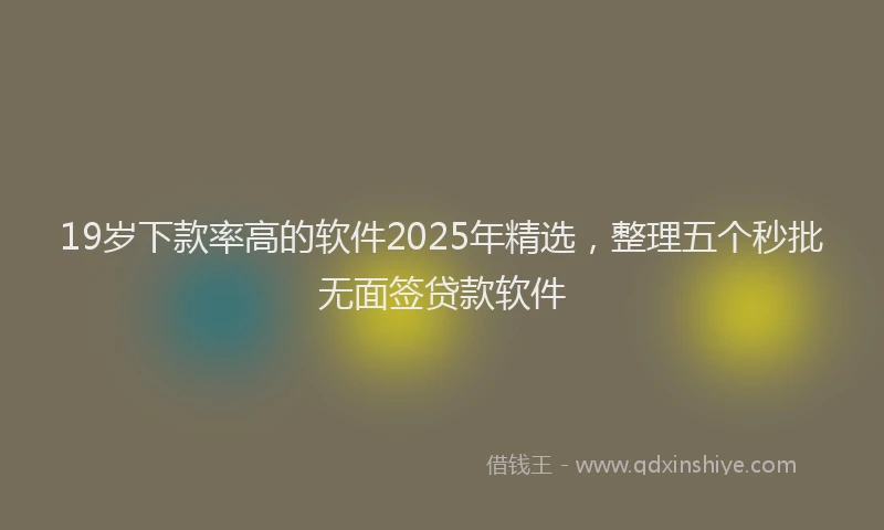 19岁下款率高的软件2025年精选，整理五个秒批无面签贷款软件