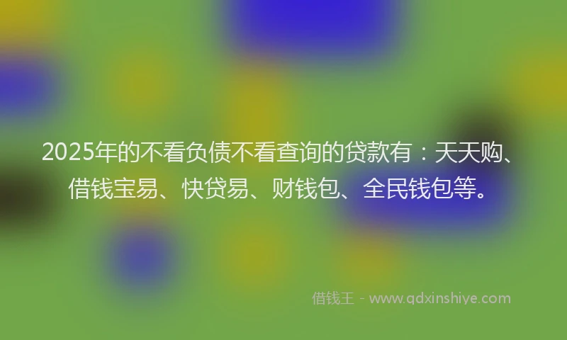 2025年的不看负债不看查询的贷款有：天天购、借钱宝易、快贷易、财钱包、全民钱包等。