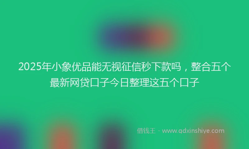 2025年小象优品能无视征信秒下款吗，整合五个最新网贷口子今日整理这五个口子