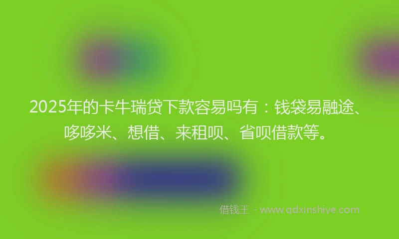 2025年的卡牛瑞贷下款容易吗有：钱袋易融途、哆哆米、想借、来租呗、省呗借款等。
