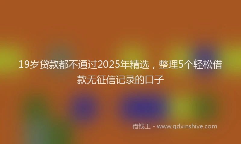 19岁贷款都不通过2025年精选，整理5个轻松借款无征信记录的口子