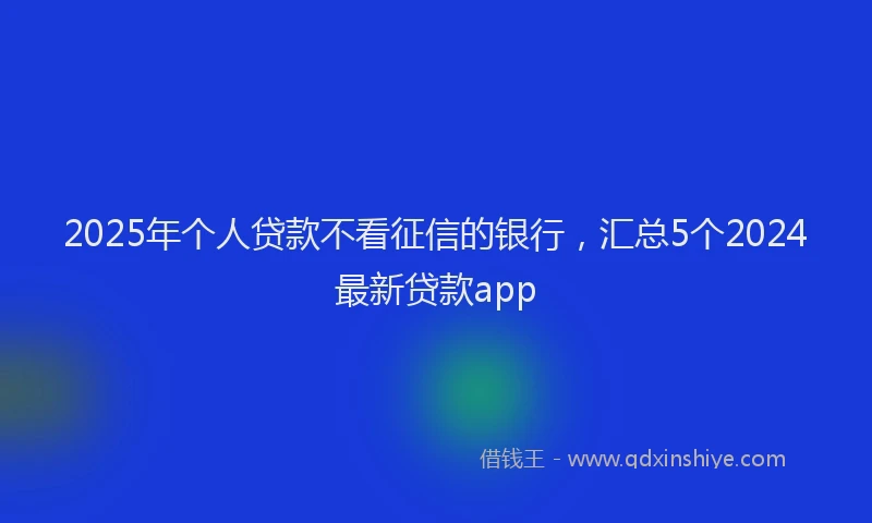 2025年个人贷款不看征信的银行，汇总5个2024最新贷款app