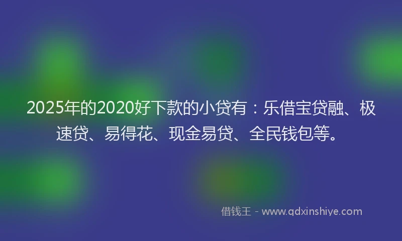2025年的2020好下款的小贷有：乐借宝贷融、极速贷、易得花、现金易贷、全民钱包等。