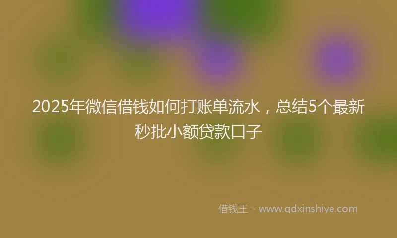 2025年微信借钱如何打账单流水，总结5个最新秒批小额贷款口子
