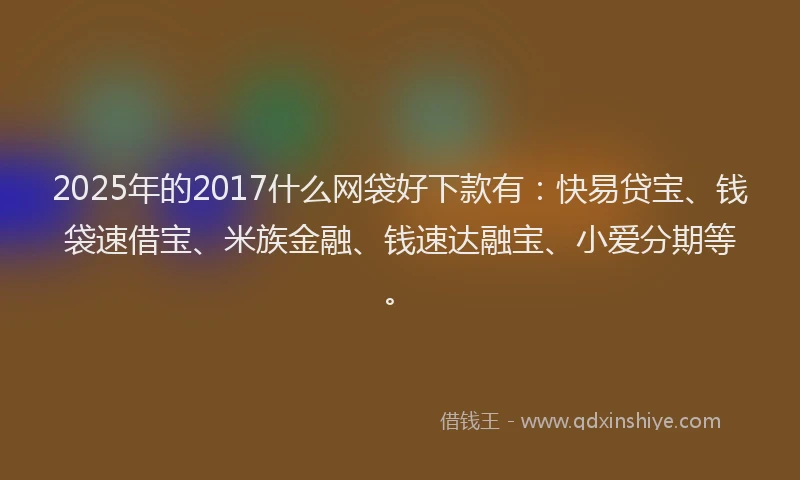 2025年的2017什么网袋好下款有：快易贷宝、钱袋速借宝、米族金融、钱速达融宝、小爱分期等。