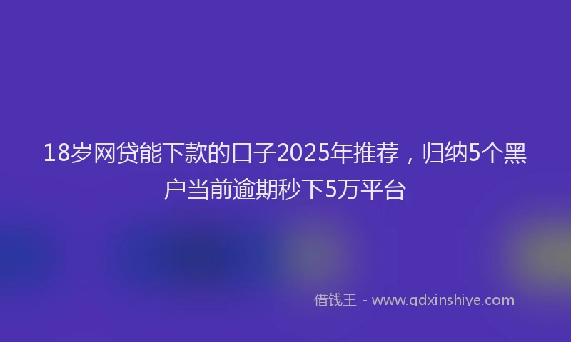 18岁网贷能下款的口子2025年推荐，归纳5个黑户当前逾期秒下5万平台