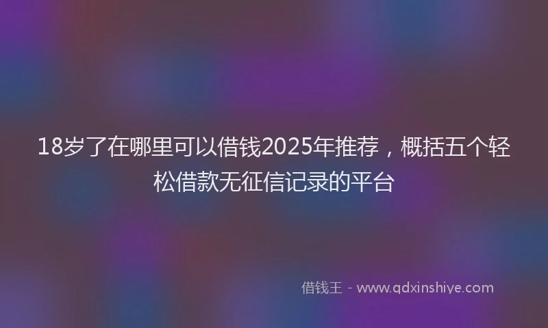 18岁了在哪里可以借钱2025年推荐，概括五个轻松借款无征信记录的平台