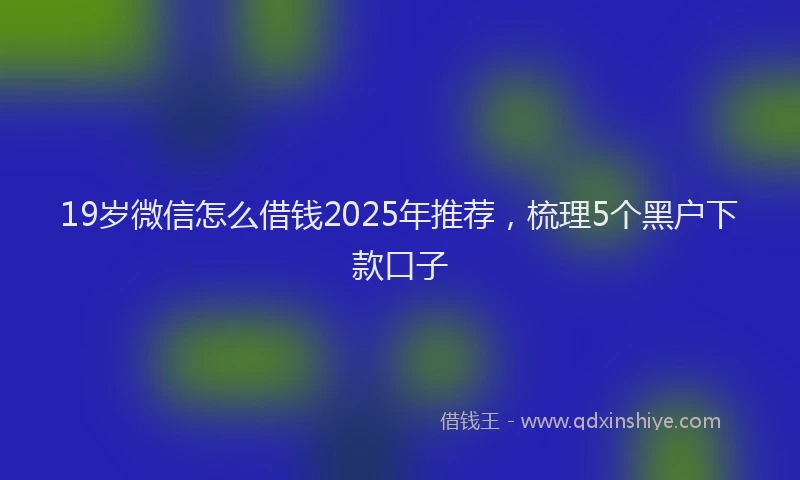 19岁微信怎么借钱2025年推荐，梳理5个黑户下款口子