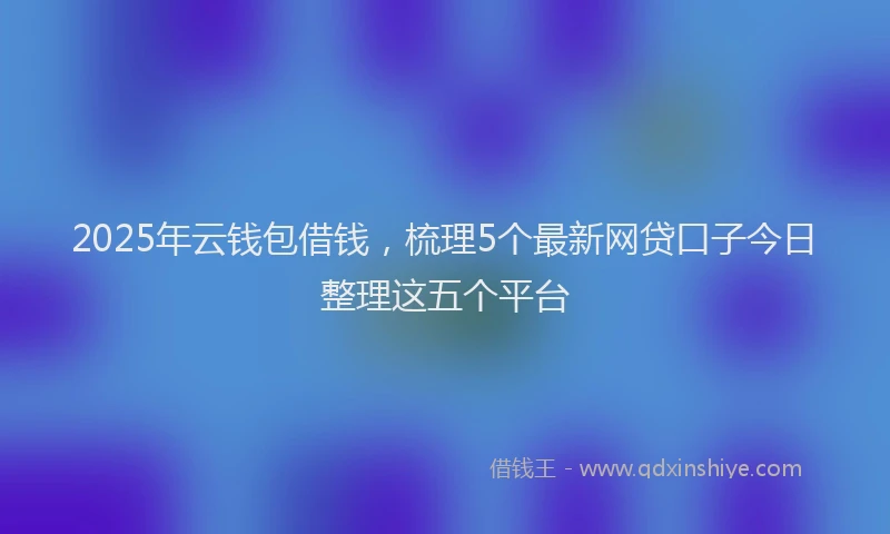 2025年云钱包借钱，梳理5个最新网贷口子今日整理这五个平台