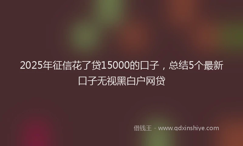 2025年征信花了贷15000的口子，总结5个最新口子无视黑白户网贷