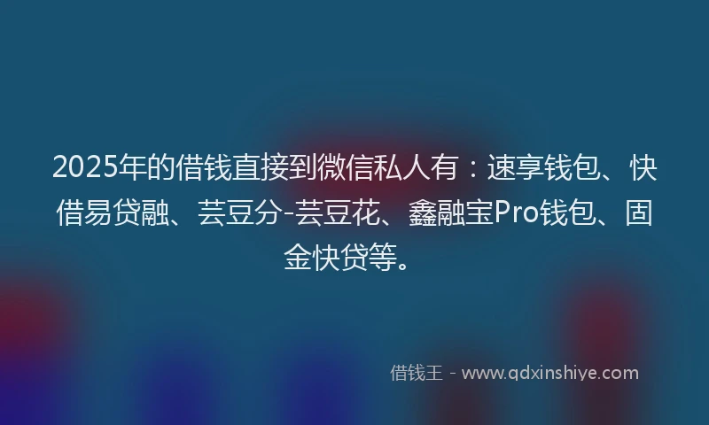 2025年的借钱直接到微信私人有：速享钱包、快借易贷融、芸豆分-芸豆花、鑫融宝Pro钱包、固金快贷等。