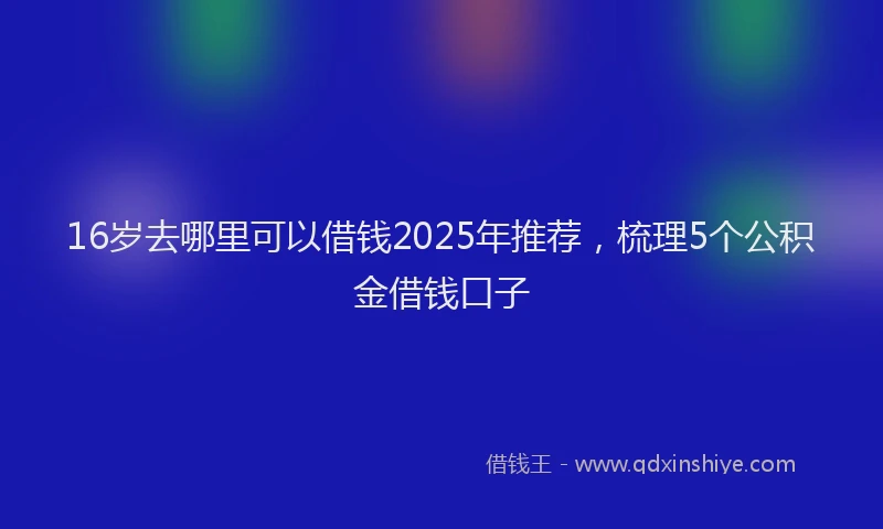 16岁去哪里可以借钱2025年推荐，梳理5个公积金借钱口子