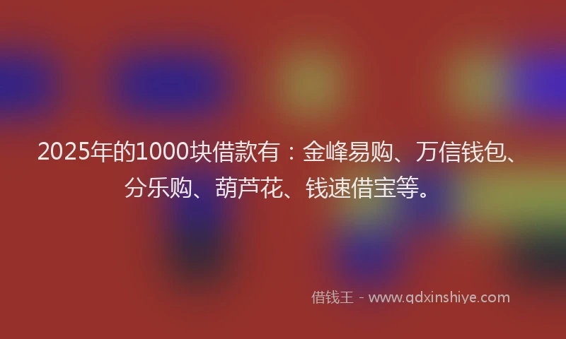 2025年的1000块借款有：金峰易购、万信钱包、分乐购、葫芦花、钱速借宝等。