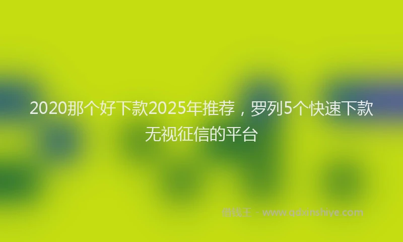 2020那个好下款2025年推荐，罗列5个快速下款无视征信的平台
