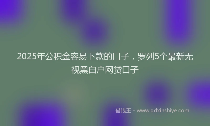 2025年公积金容易下款的口子，罗列5个最新无视黑白户网贷口子