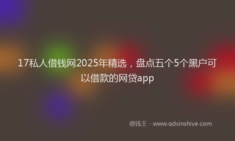 17私人借钱网2025年精选，盘点五个5个黑户可以借款的网贷app