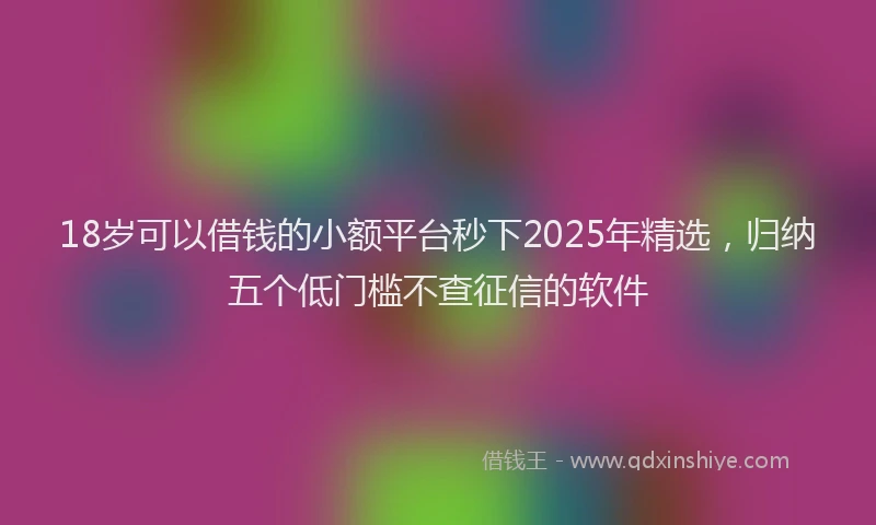 18岁可以借钱的小额平台秒下2025年精选，归纳五个低门槛不查征信的软件