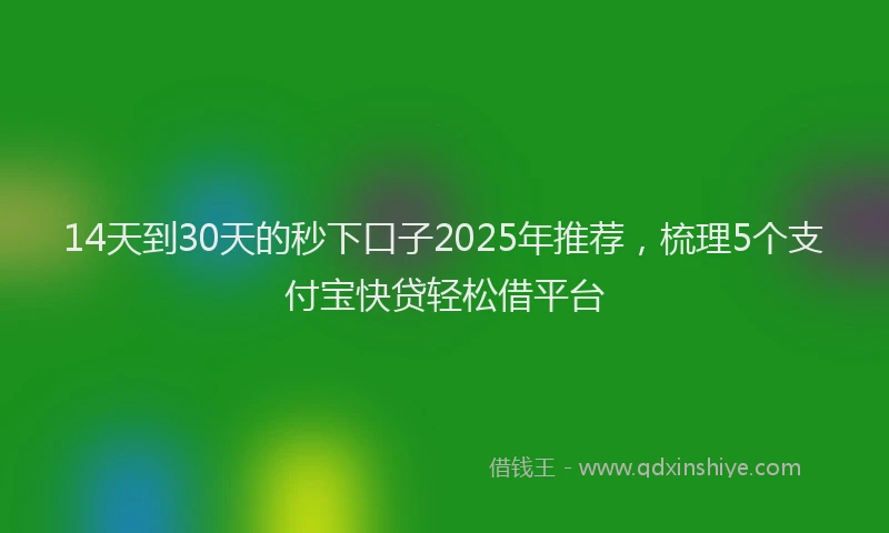 14天到30天的秒下口子2025年推荐，梳理5个支付宝快贷轻松借平台
