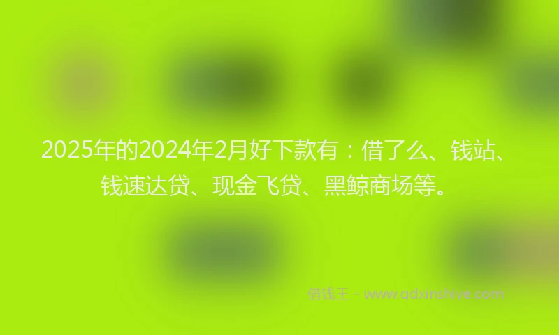 2025年的2024年2月好下款有：借了么、钱站、钱速达贷、现金飞贷、黑鲸商场等。