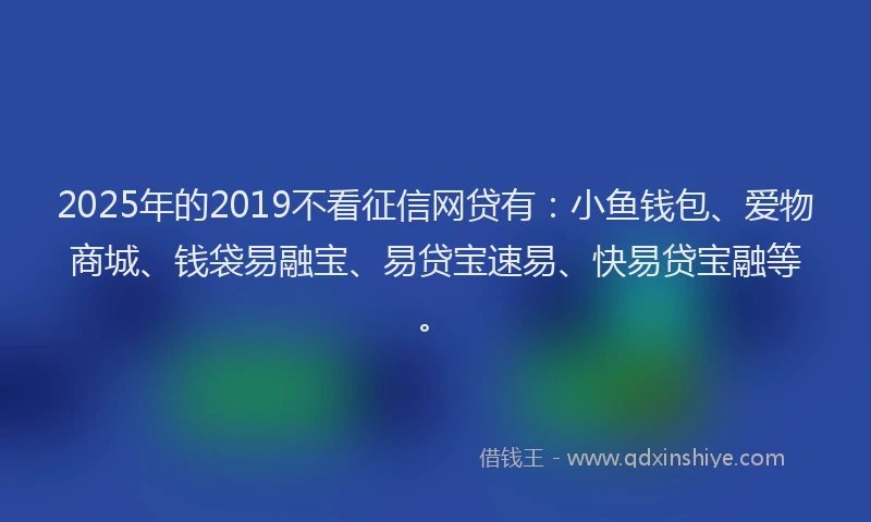 2025年的2019不看征信网贷有：小鱼钱包、爱物商城、钱袋易融宝、易贷宝速易、快易贷宝融等。