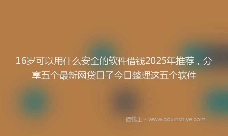 16岁可以用什么安全的软件借钱2025年推荐，分享五个最新网贷口子今日整理这五个软件