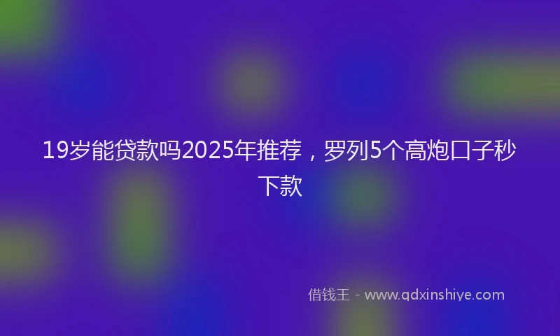 19岁能贷款吗2025年推荐，罗列5个高炮口子秒下款