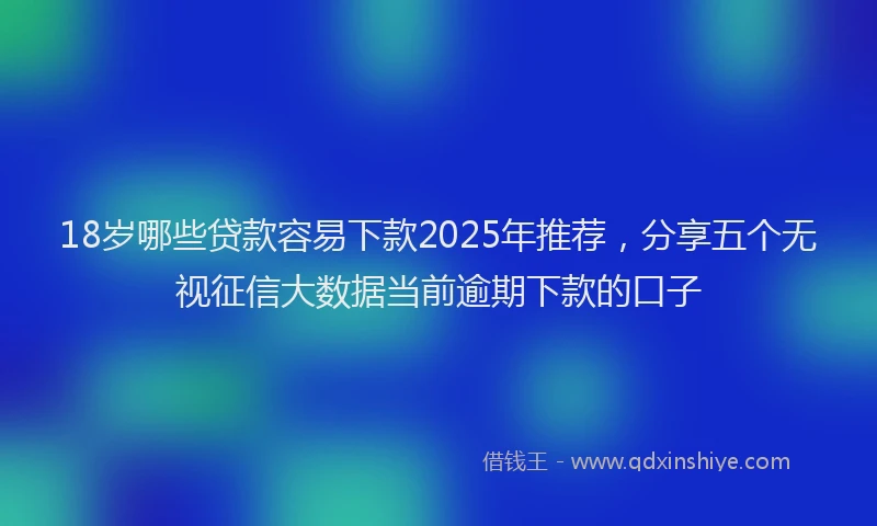 18岁哪些贷款容易下款2025年推荐，分享五个无视征信大数据当前逾期下款的口子