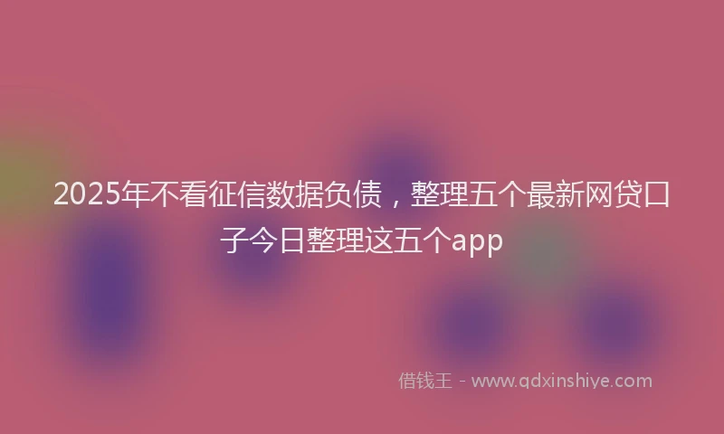 2025年不看征信数据负债，整理五个最新网贷口子今日整理这五个app