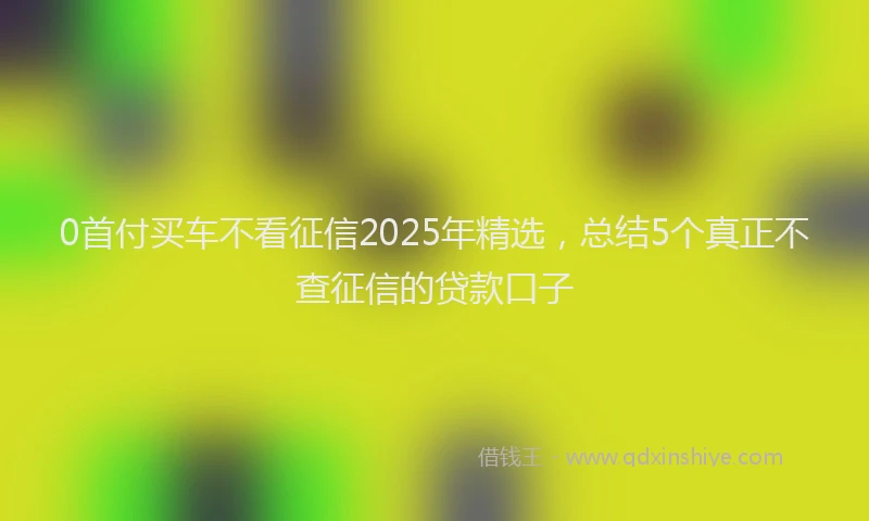 0首付买车不看征信2025年精选，总结5个真正不查征信的贷款口子