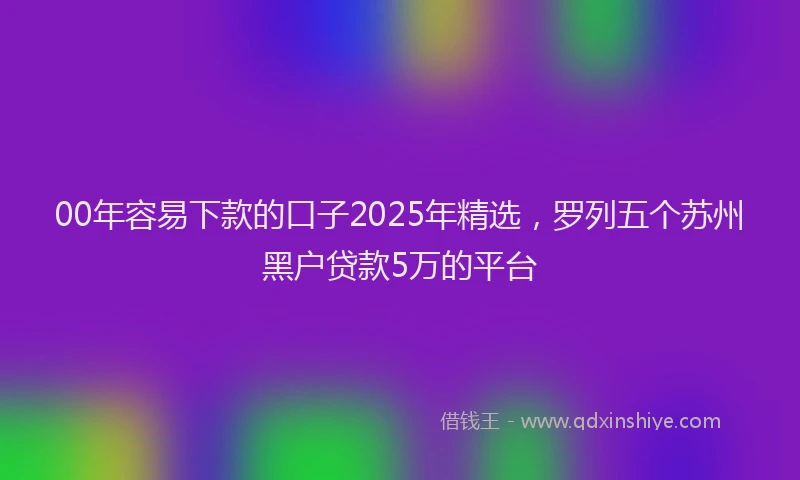 00年容易下款的口子2025年精选，罗列五个苏州黑户贷款5万的平台