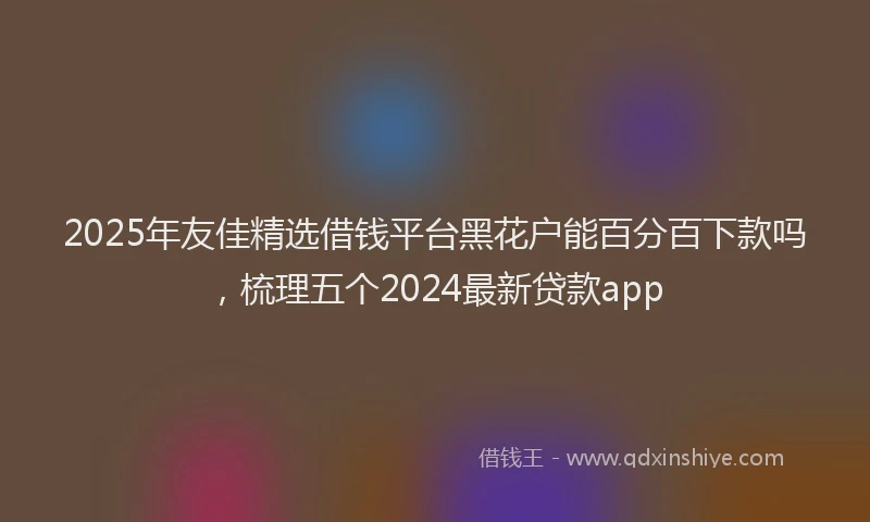 2025年友佳精选借钱平台黑花户能百分百下款吗，梳理五个2024最新贷款app