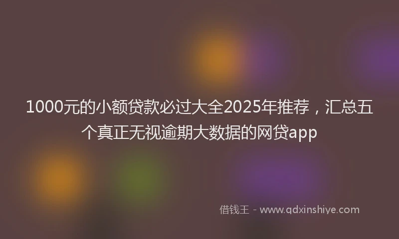 1000元的小额贷款必过大全2025年推荐，汇总五个真正无视逾期大数据的网贷app