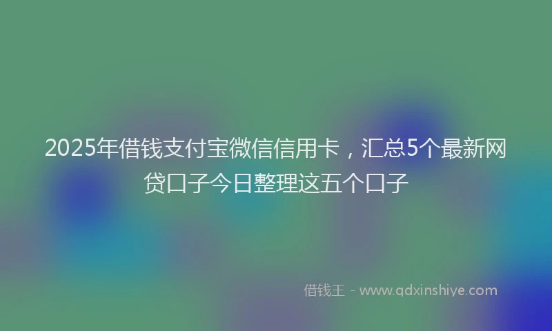 2025年借钱支付宝微信信用卡，汇总5个最新网贷口子今日整理这五个口子