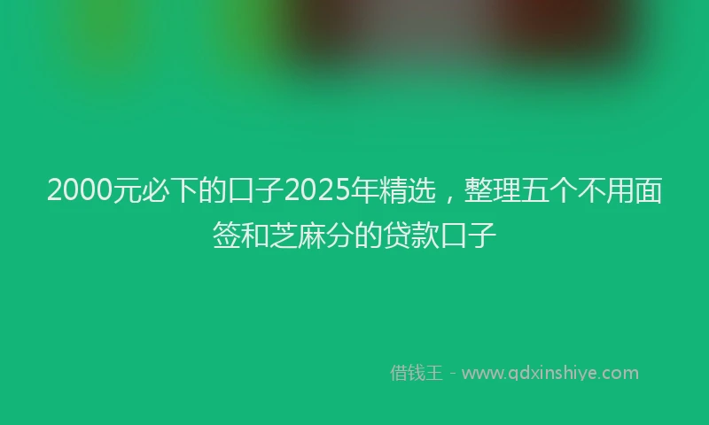 2000元必下的口子2025年精选，整理五个不用面签和芝麻分的贷款口子