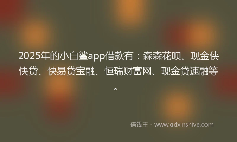 2025年的小白鲨app借款有：森森花呗、现金侠快贷、快易贷宝融、恒瑞财富网、现金贷速融等。