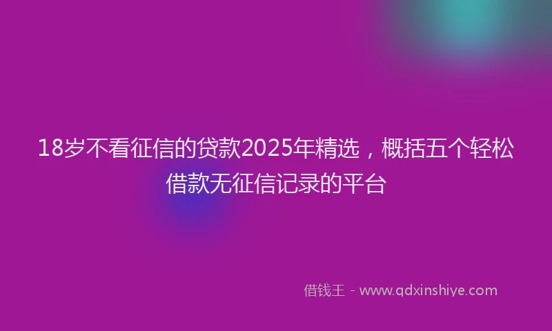 18岁不看征信的贷款2025年精选，概括五个轻松借款无征信记录的平台