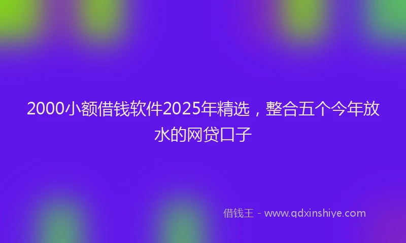 2000小额借钱软件2025年精选，整合五个今年放水的网贷口子