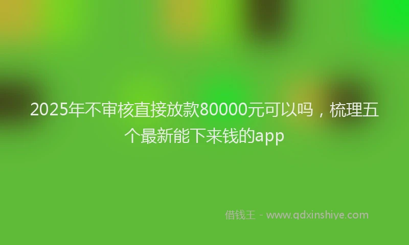 2025年不审核直接放款80000元可以吗，梳理五个最新能下来钱的app
