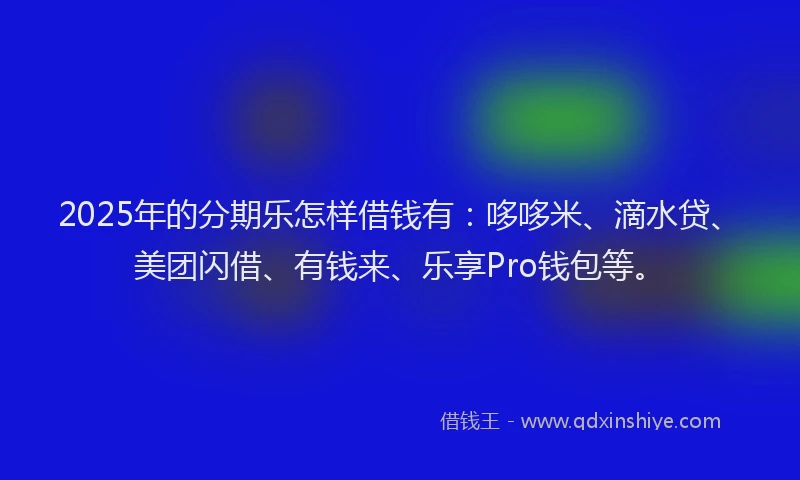 2025年的分期乐怎样借钱有：哆哆米、滴水贷、美团闪借、有钱来、乐享Pro钱包等。