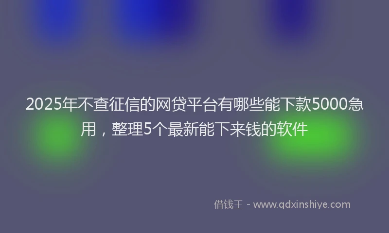 2025年不查征信的网贷平台有哪些能下款5000急用，整理5个最新能下来钱的软件