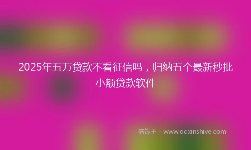 2025年五万贷款不看征信吗，归纳五个最新秒批小额贷款软件