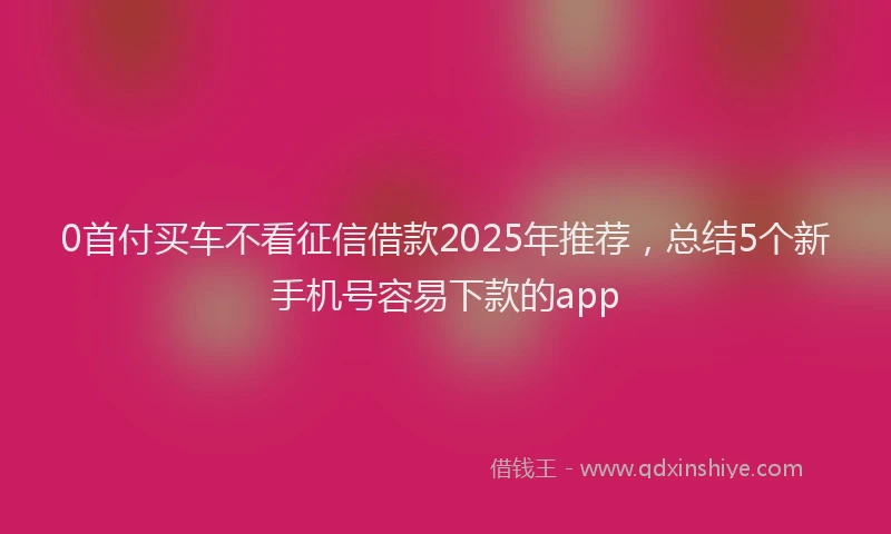 0首付买车不看征信借款2025年推荐，总结5个新手机号容易下款的app