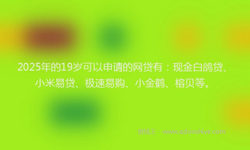 2025年的19岁可以申请的网贷有：现金白鸽贷、小米易贷、极速易购、小金鹤、榕贝等。