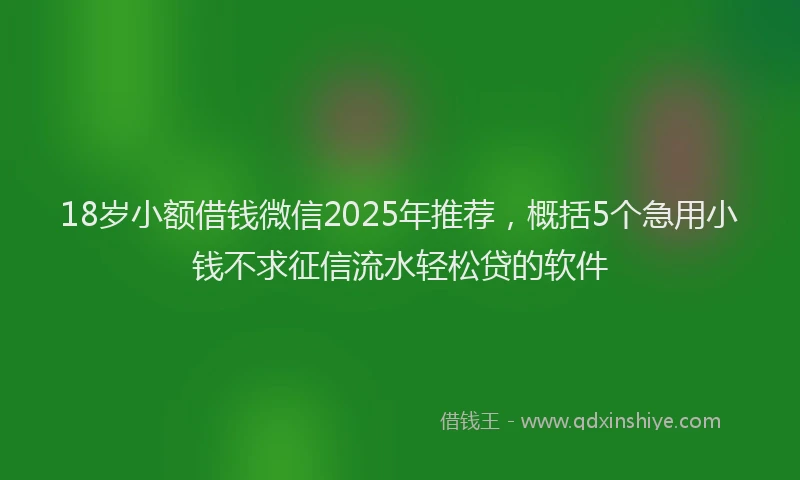 18岁小额借钱微信2025年推荐，概括5个急用小钱不求征信流水轻松贷的软件
