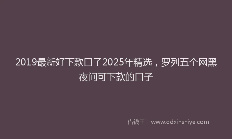 2019最新好下款口子2025年精选，罗列五个网黑夜间可下款的口子
