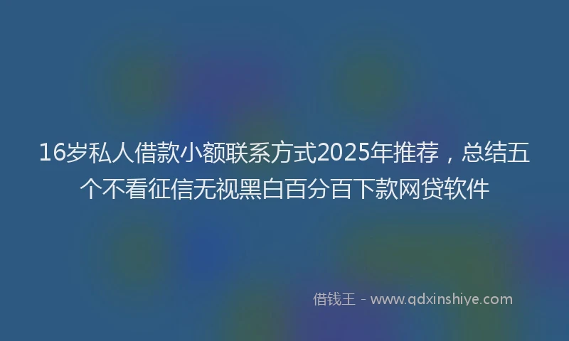 16岁私人借款小额联系方式2025年推荐，总结五个不看征信无视黑白百分百下款网贷软件